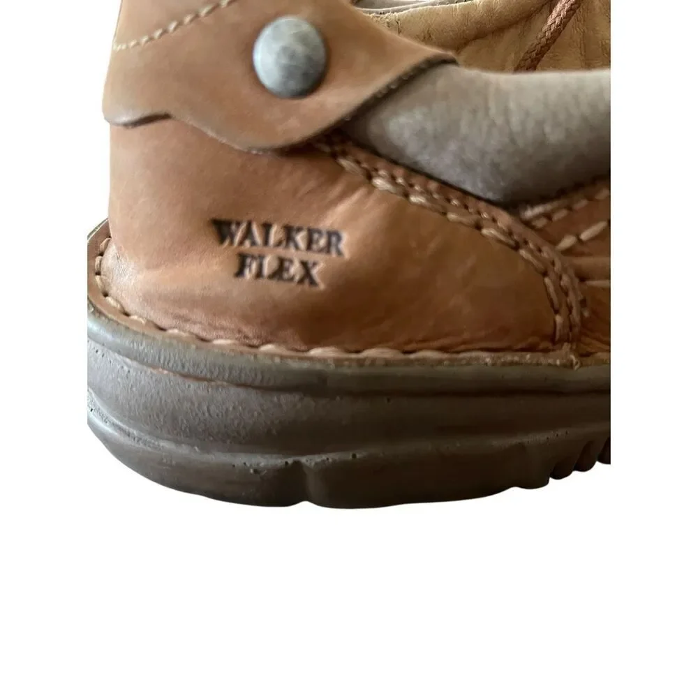 Walker Flex Mens Brown Lace Up Boat Shoe Leather Loafers Size 46